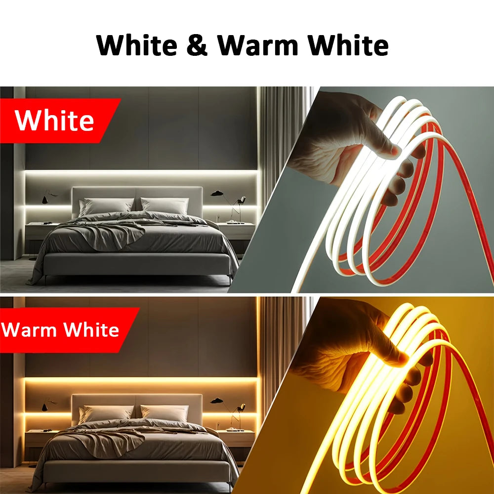 Led Strip 220V Self-adhesive COB Led Strip Lights No Need Driver Flexible Ribbon for Room Kitchen