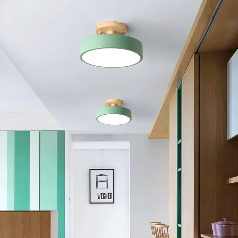 Nordic Entrance Hallway Ceiling Lamps Balcony Wood Round Cloakroom Dining Room Study Bedroom Light Bathroom Industrial Lighting