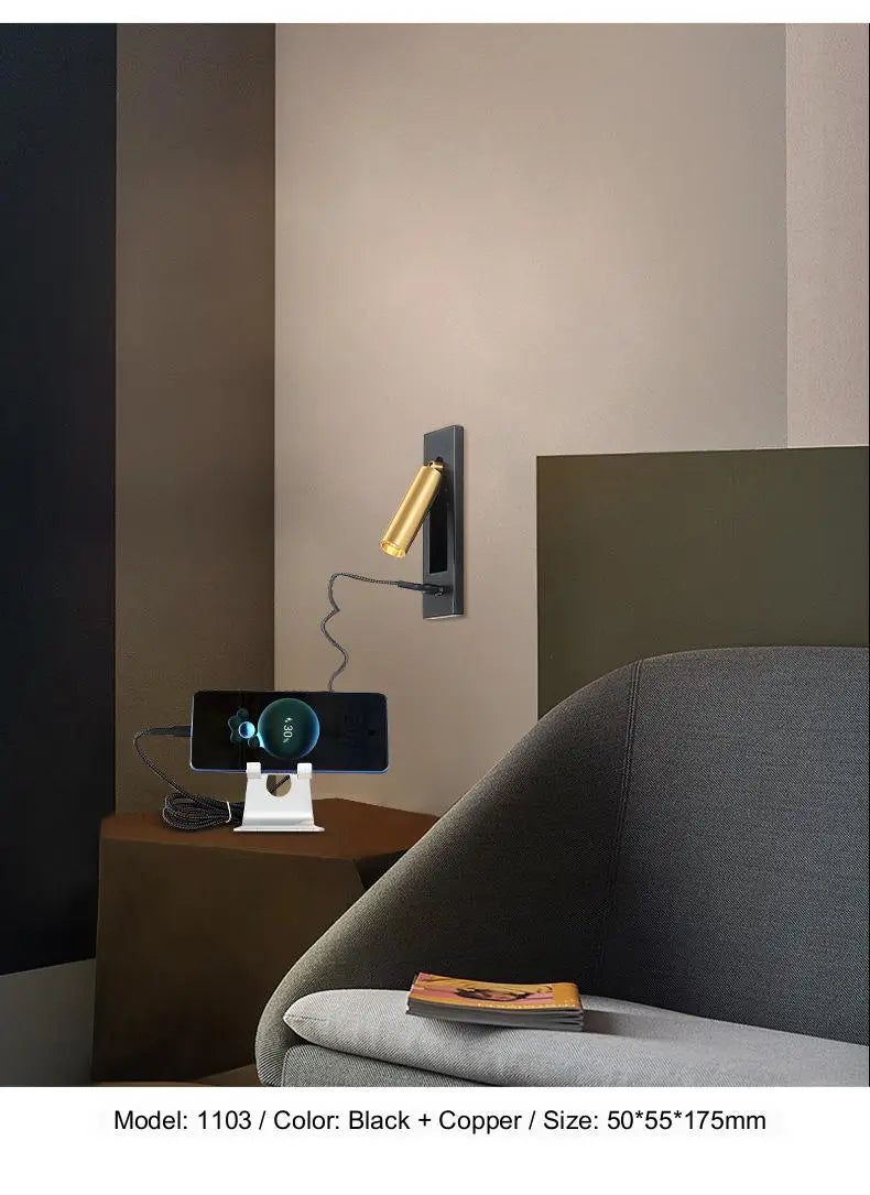 Indoor LED Wall Light Nordic Spot Lights For Bedroom Beside Living Room Hotel Modern Rotation Folding Headboard Reading Lights