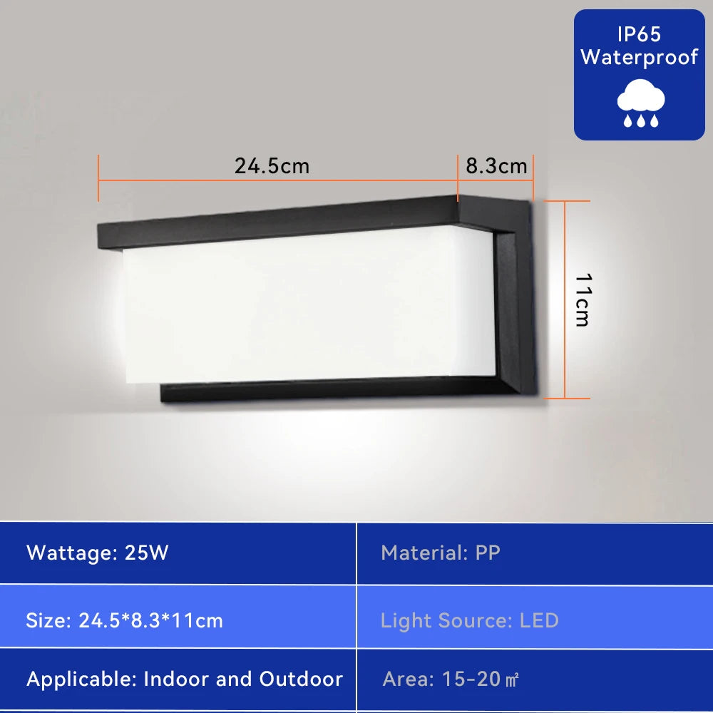 LED Outdoor Wall Light IP65 Waterproof Porch Light 25W Energy Saving Light Indoor For Garden Corridor Balcony Decor Wall Light