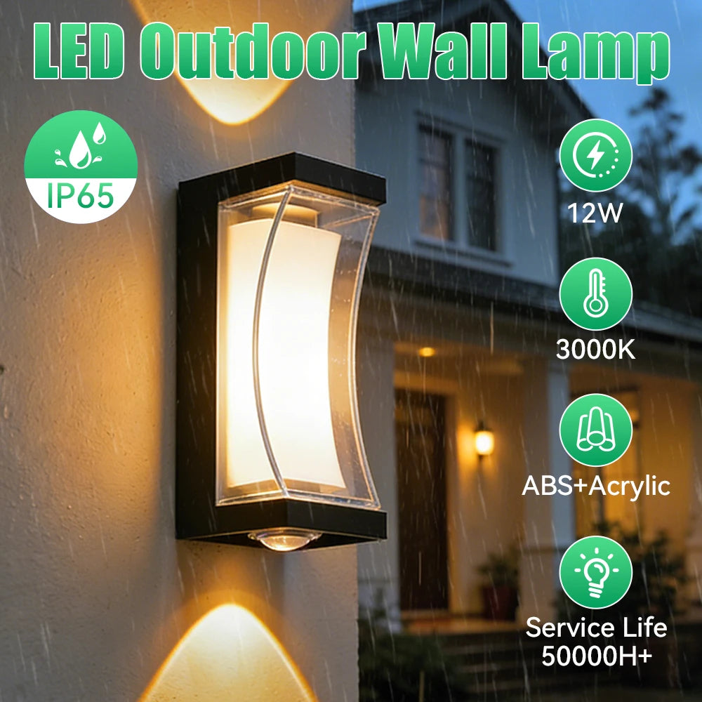LED Outdoor Wall Light IP65 Waterproof Porch Light 25W Energy Saving Light Indoor For Garden Corridor Balcony Decor Wall Light