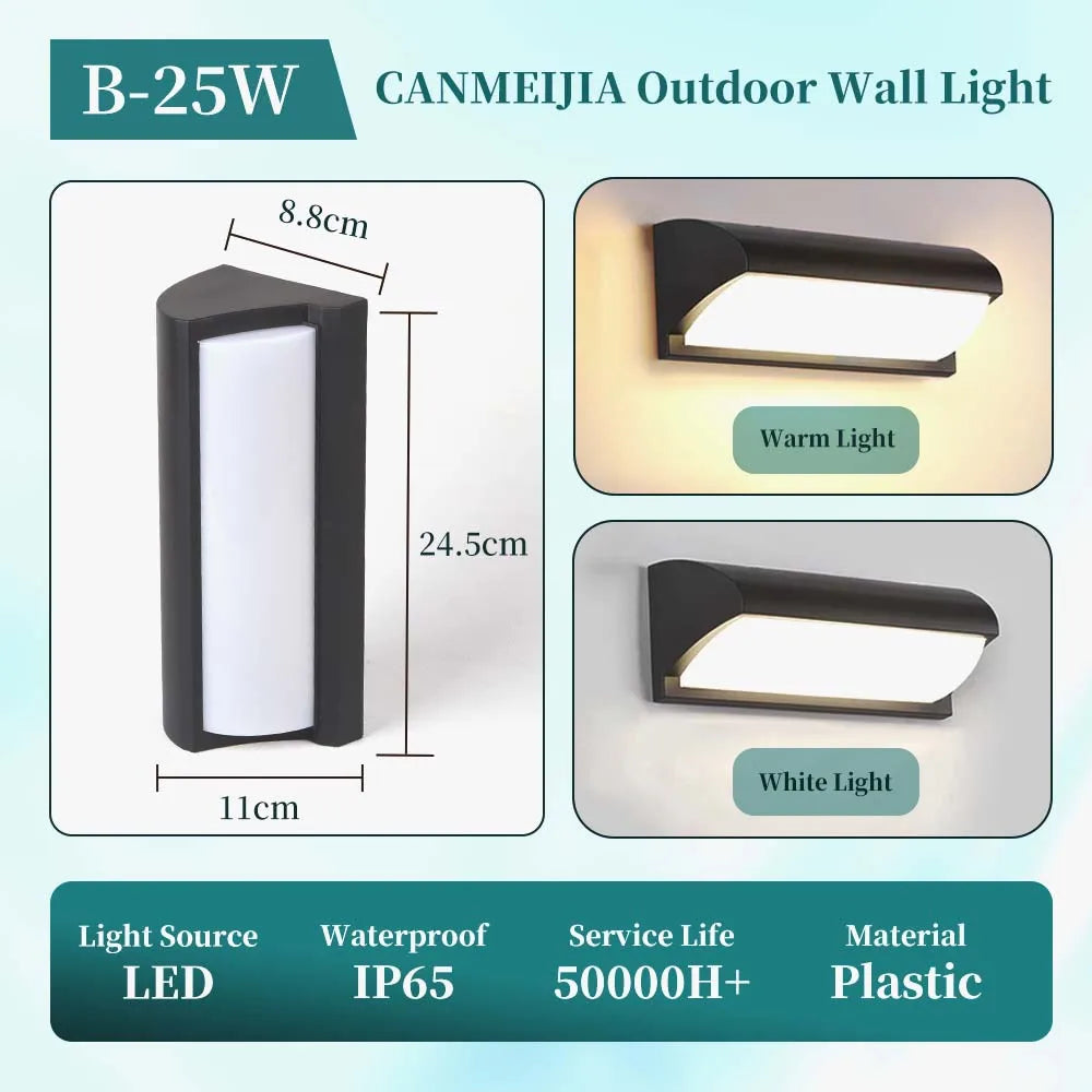 LED Outdoor Wall Light IP65 Waterproof Porch Light 25W Energy Saving Light Indoor For Garden Corridor Balcony Decor Wall Light