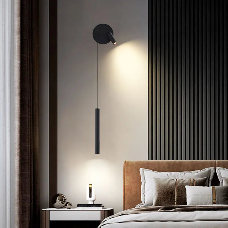 Indoor LED Reading Wall Lights with Rotatable Spotlight for Bedside Hardwired Bedroom LED Wall Lamps Wall Sconce Lighting Black