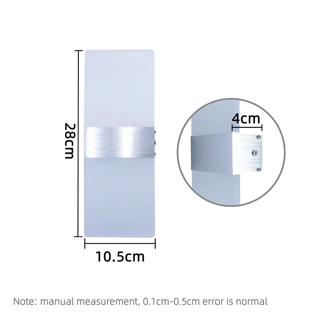Indoor Wall Light, Modern Acrylic LED Wall Lamp, 6W/12W Wall Sconce Up Down Lighting for Bedroom, Hallway, Staircase