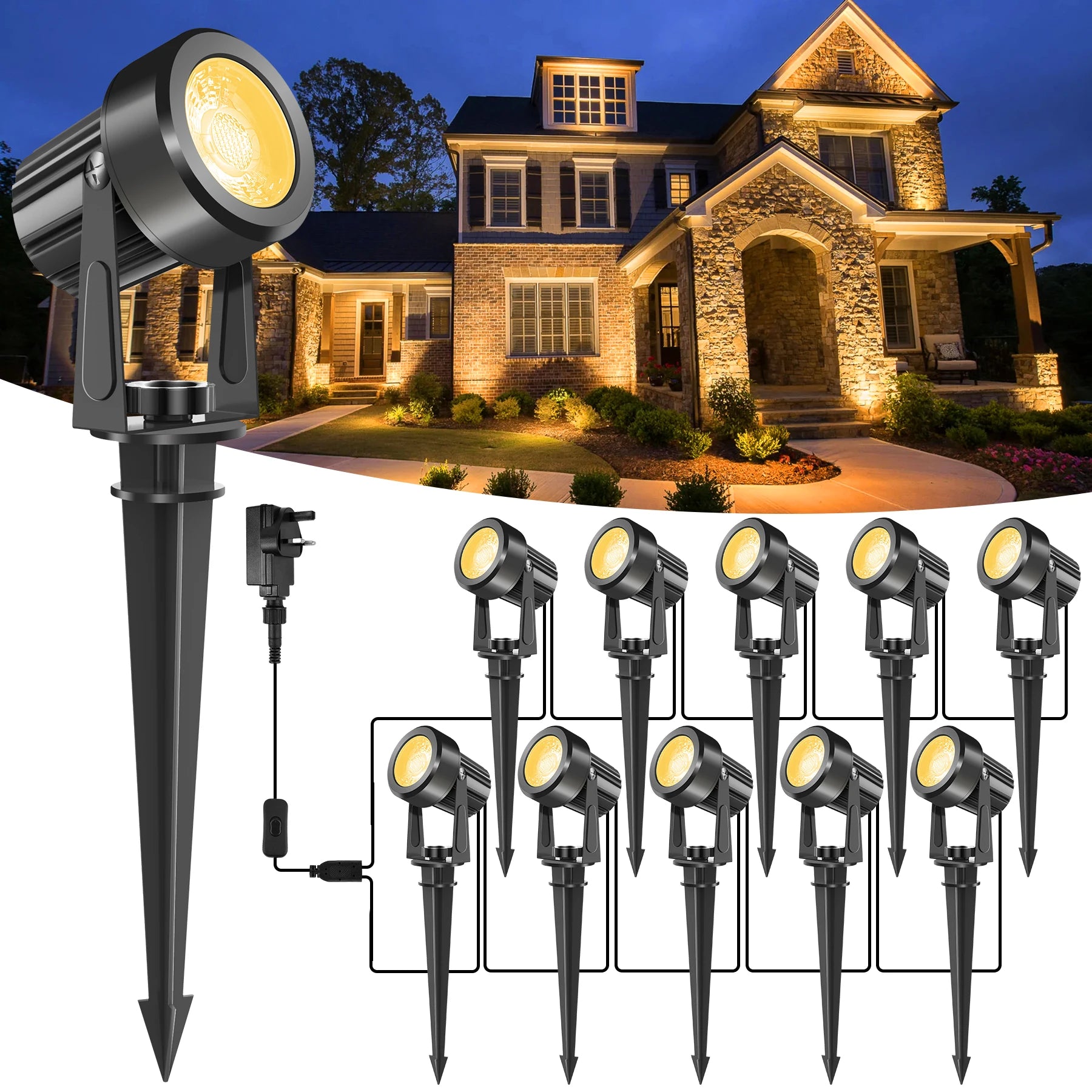 4/6/8/10 Lights Low Voltage Landscape Lighting 12V/27V Outdoor Lamp Garden Decoration Outdoor Lighting 800LM Landscape Light