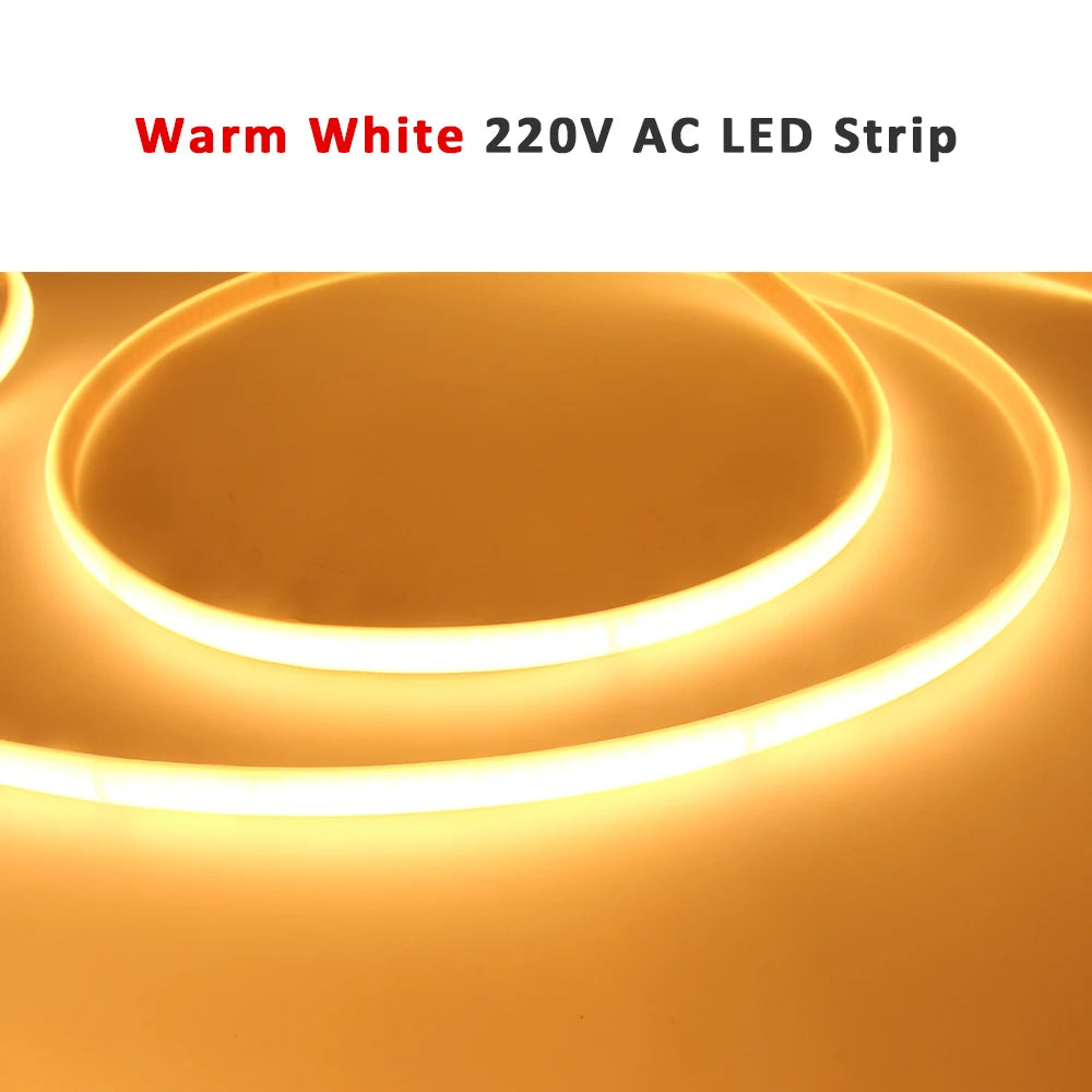 LED Strips 220V Waterproof COB LED Strip Light 240Leds/M 3000K 4000K 6000K Home Decor Flexible Ribbon Linear Lighting