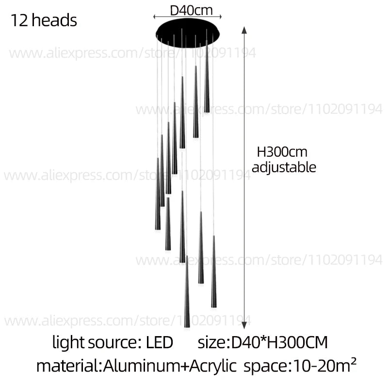 Modern Indoor Lighting Staircase Ceiling Living Room Pendant Long LED Pendent Lamp Bedroom Pendant Light Villa Chandelier