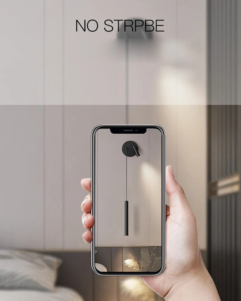 Indoor LED Reading Wall Lights with Rotatable Spotlight for Bedside Hardwired Bedroom LED Wall Lamps Wall Sconce Lighting Black
