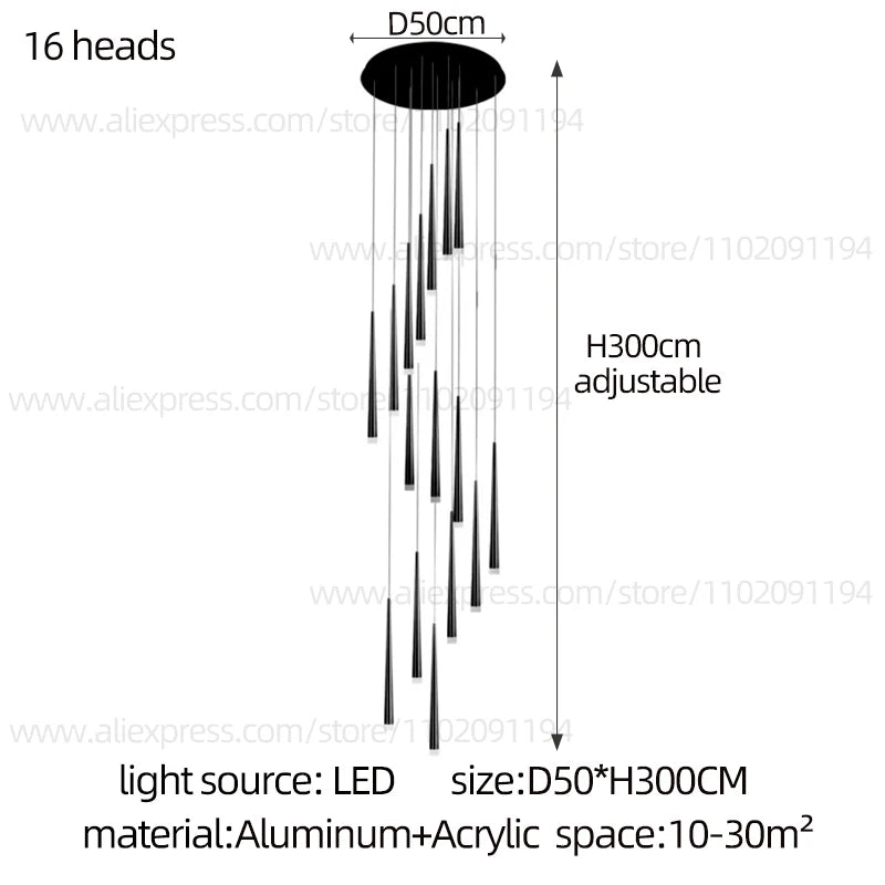 Modern Indoor Lighting Staircase Ceiling Living Room Pendant Long LED Pendent Lamp Bedroom Pendant Light Villa Chandelier