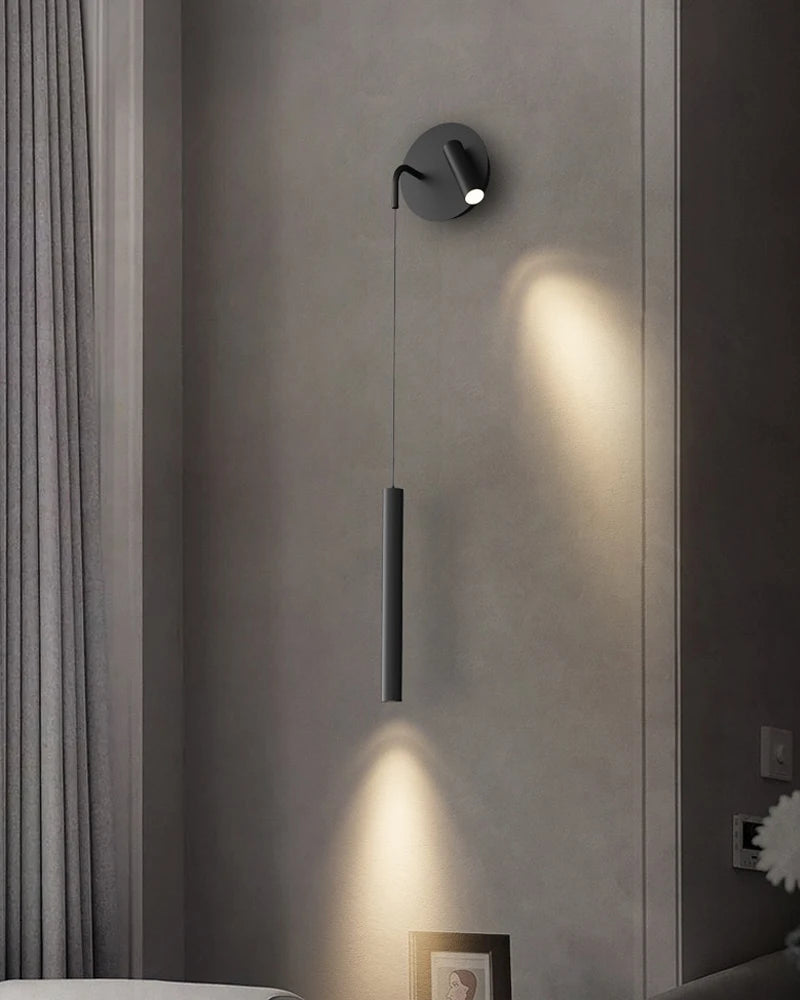 Indoor LED Reading Wall Lights with Rotatable Spotlight for Bedside Hardwired Bedroom LED Wall Lamps Wall Sconce Lighting Black