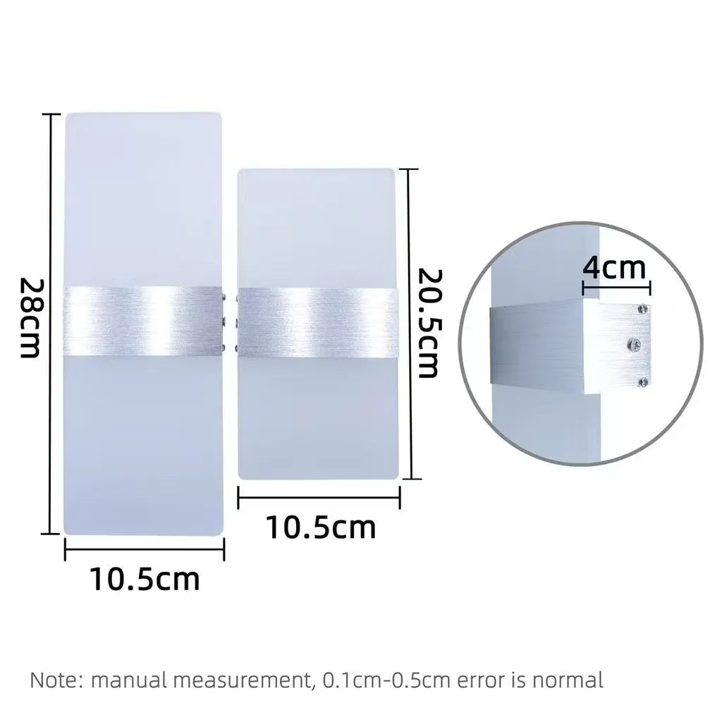 Indoor Wall Light, Modern Acrylic LED Wall Lamp, 6W/12W Wall Sconce Up Down Lighting for Bedroom, Hallway, Staircase