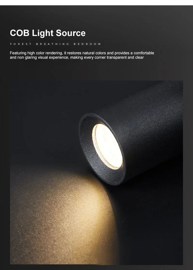 Indoor LED Reading Wall Lights with Rotatable Spotlight for Bedside Hardwired Bedroom LED Wall Lamps Wall Sconce Lighting Black