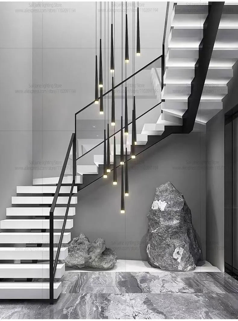 Modern Indoor Lighting Staircase Ceiling Living Room Pendant Long LED Pendent Lamp Bedroom Pendant Light Villa Chandelier