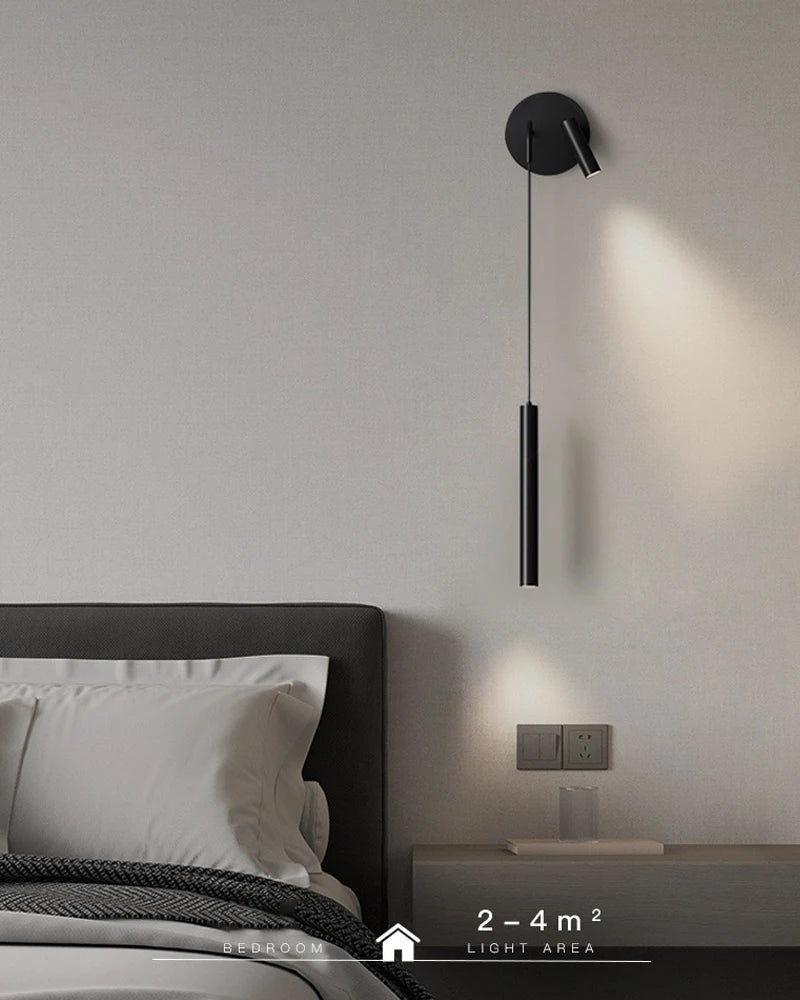 Indoor LED Reading Wall Lights with Rotatable Spotlight for Bedside Hardwired Bedroom LED Wall Lamps Wall Sconce Lighting Black