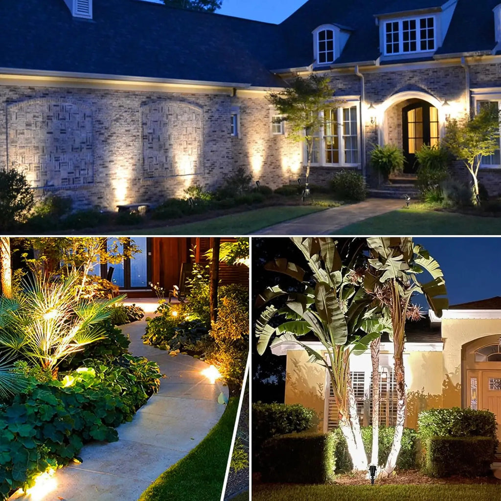 Outdoor Landscape Lighting, 4-10 Pack LED Spot Lights with Transformers, 12V Low Voltage IP65 Waterproof Plug in Spotlight