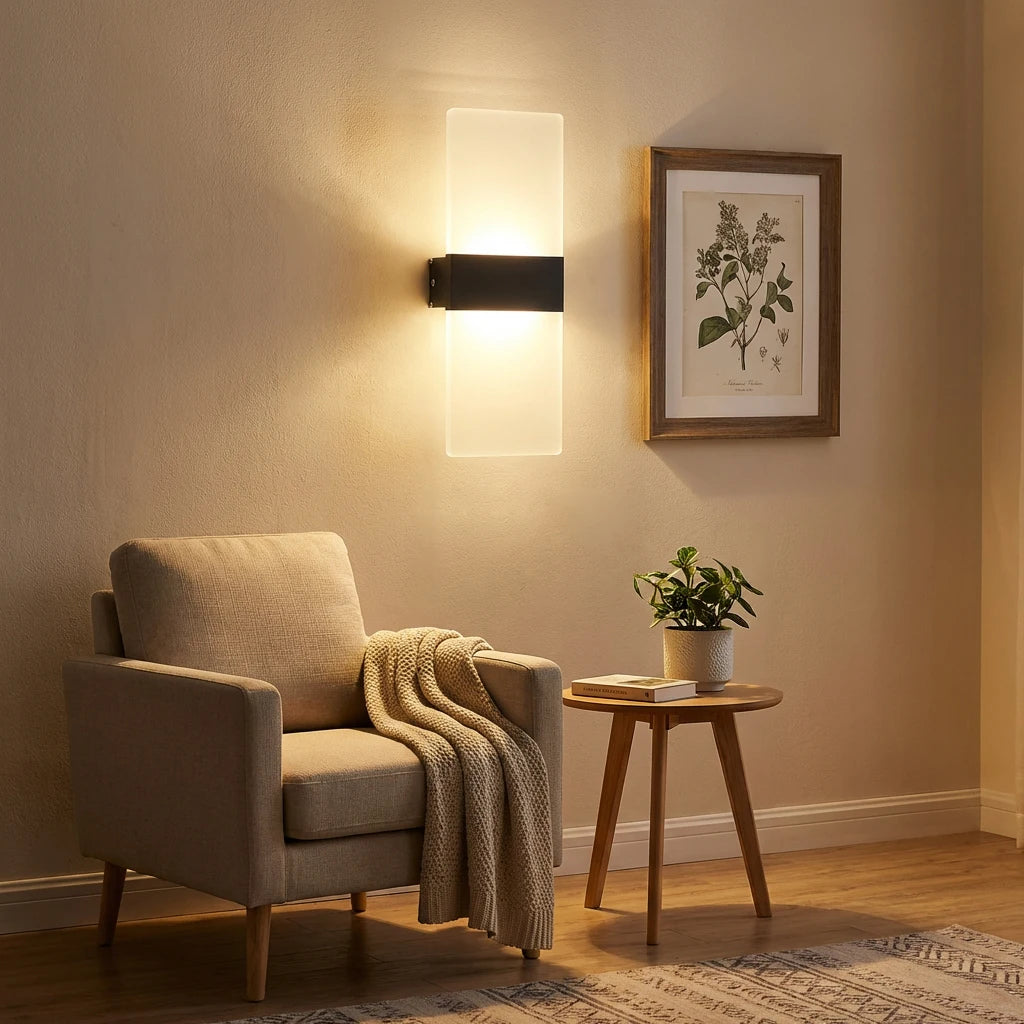 Indoor Wall Light, Modern Acrylic LED Wall Lamp, 6W/12W Wall Sconce Up Down Lighting for Bedroom, Hallway, Staircase