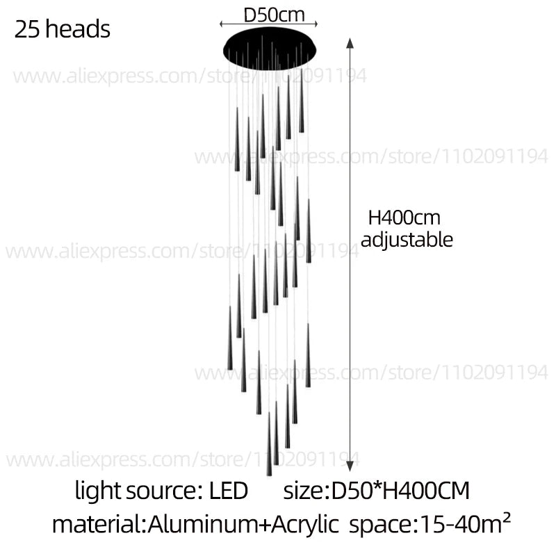 Modern Indoor Lighting Staircase Ceiling Living Room Pendant Long LED Pendent Lamp Bedroom Pendant Light Villa Chandelier