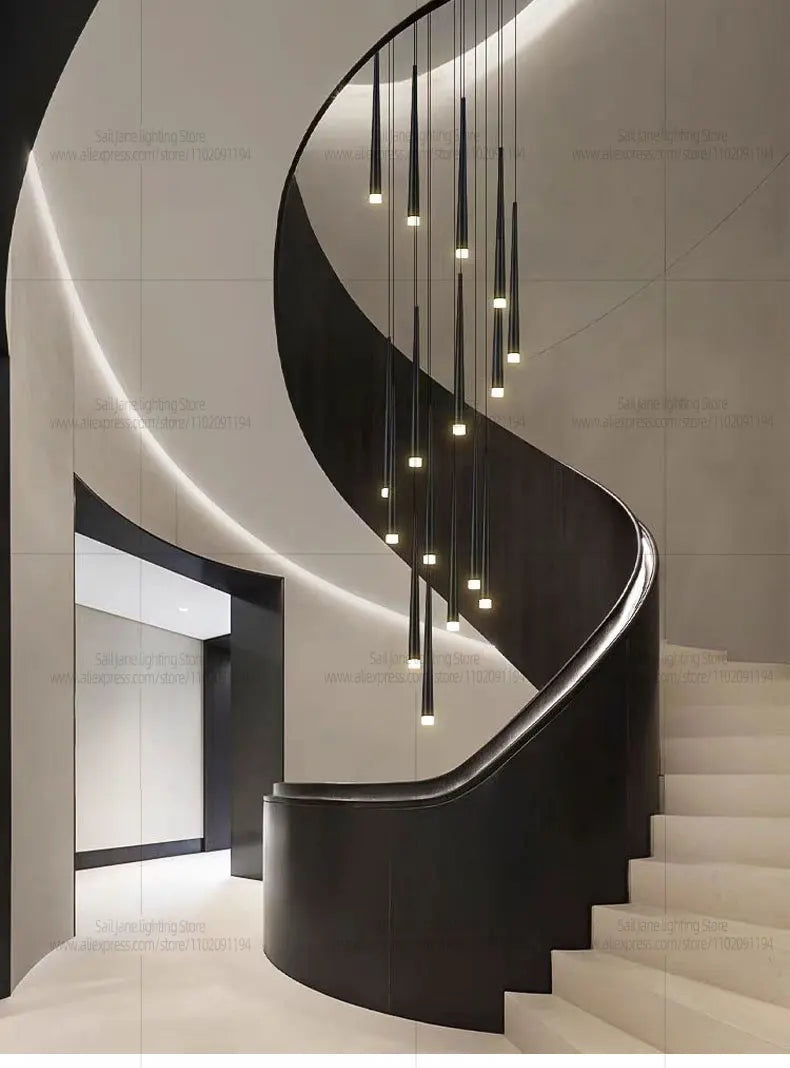 Modern Indoor Lighting Staircase Ceiling Living Room Pendant Long LED Pendent Lamp Bedroom Pendant Light Villa Chandelier