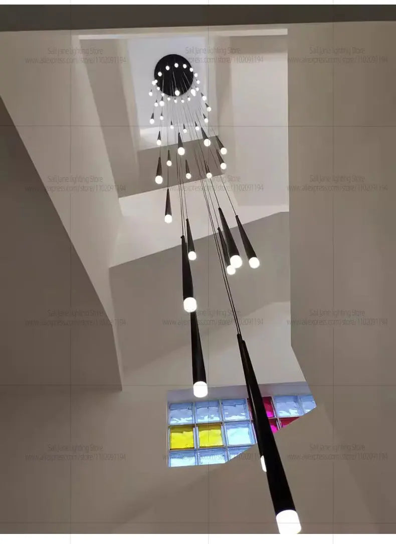 Modern Indoor Lighting Staircase Ceiling Living Room Pendant Long LED Pendent Lamp Bedroom Pendant Light Villa Chandelier